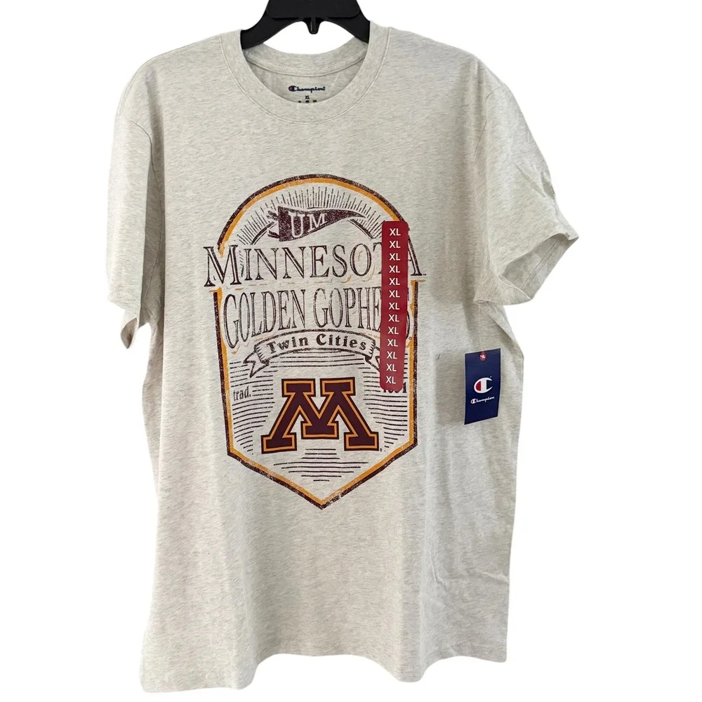 NWT Champion Minnesota Golden Gophers T-Shirt Unisex XL Extra Large Gray Tee - Picture 1 of 11